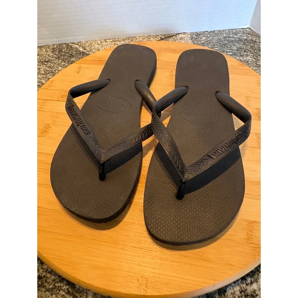 Havaianas Top Mens Flip Flops Black Rubber Sandals USA 11/12M EUR 43/44